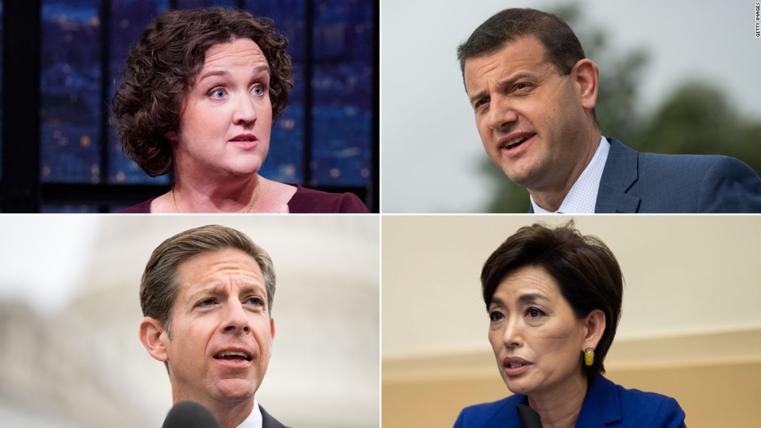 Clockwise from top left: California Reps. Katie Porter, David Valadao, Young Kim and Mike Levin.