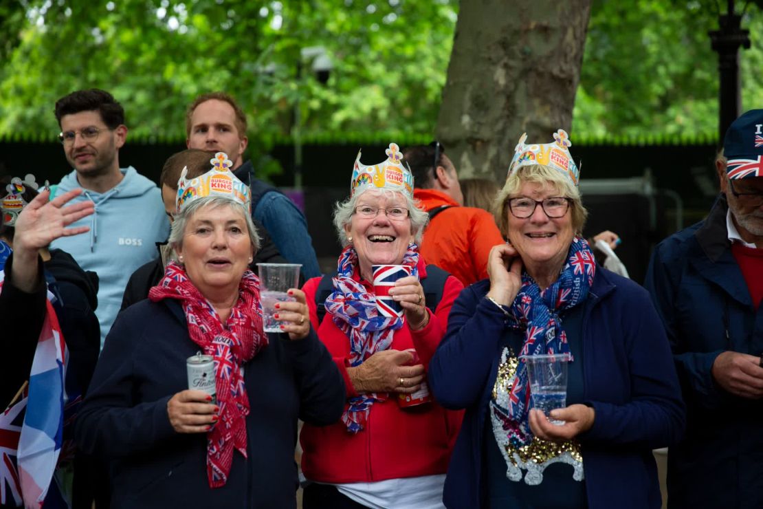 The Bolton sisters -- George, Jack and Jo -- sport Burger King crowns. "We are royal fans and excited about the parade," George said. "It's very important to be here. She's been the Queen my whole life."
