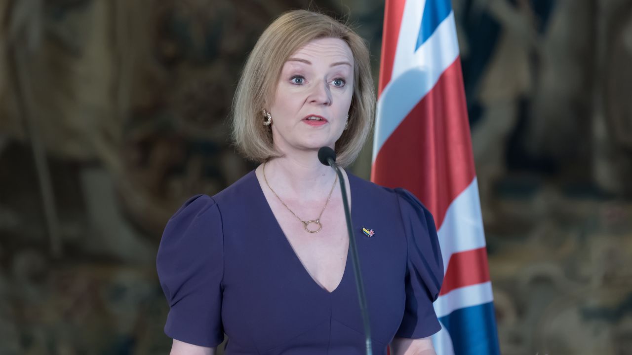 UK Foreign Minister Liz Truss seen during a joint press conference in Prague, Czech Republic.