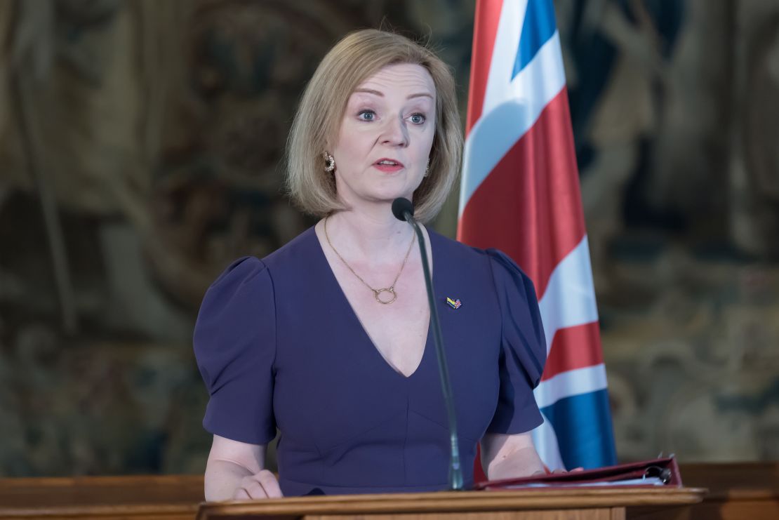 UK Foreign Minister Liz Truss seen during a joint press conference in Prague, Czech Republic.