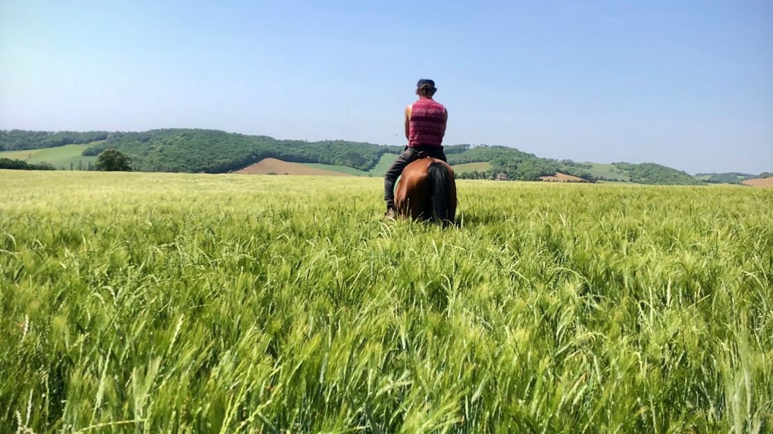 Hall, seen in Les Casses, France, is scheduled to end his estimated 2,800 kilometer journey in Spain in early July.