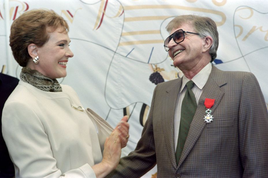 Andrews jokes with her second husband, director Blake Edwards, after he received France's Legion of Honor Award at the Cannes Film Festival in 1992. They were married for decades and adopted two children together. Edwards died in 2010.