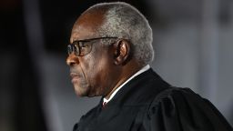 Supreme Court Associate Justice Clarence Thomas attends the ceremonial swearing-in ceremony for Amy Coney Barrett to be the U.S. Supreme Court Associate Justice on the South Lawn of the White House October 26, 2020 in Washington, DC. 