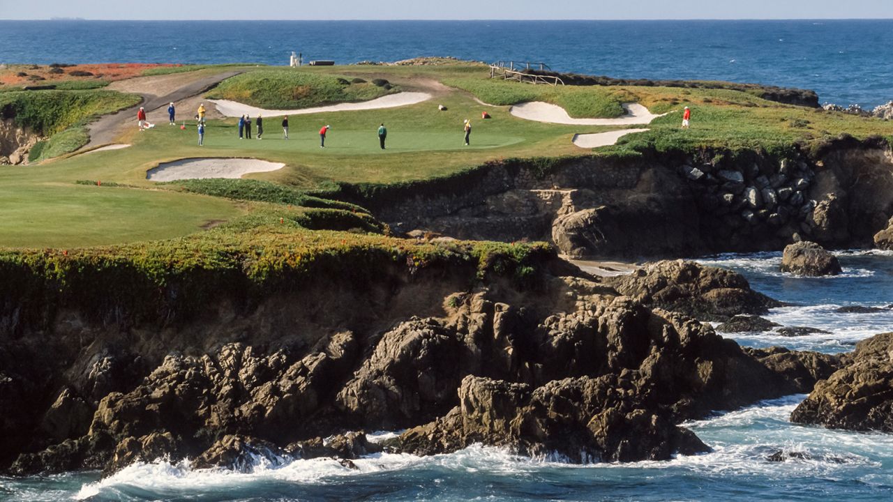 A general view of the 16th hole at the Cypress Point Club golf course.