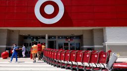 Carts are brought into a Target store on May 18, 2022 in Miami, Florida. 