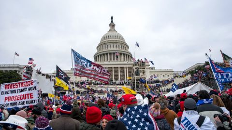 Rioters loyal to President Donald Trump rally at the US Capitol in Washington on Jan. 6, 2021.   