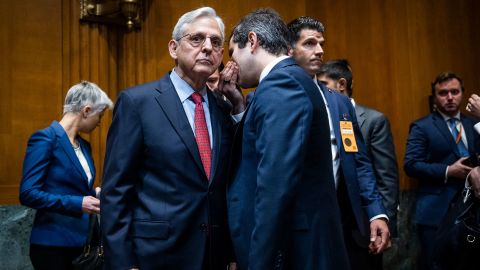 Attorney General Merrick Garland prepares to testify before the Senate Appropriations Subcommittee on Commerce, Justice, and Science on April 26, 2022.  