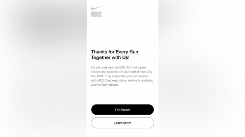 Nike has notified its 8 million users of the Run Club app in China that the platform will be discontinued soon.