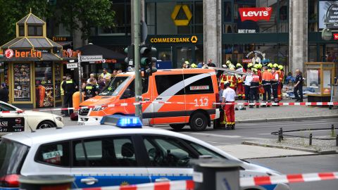 Police and emergency services secure the area after the incident.