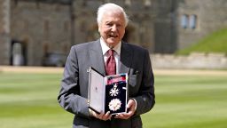 Sir David Attenborough poses for a picture after being appointed as Knight Grand Cross of the Order of St. Michael and St. George, following an investiture ceremony at Windsor Castle, Windsor, Britain June 8, 2022. Andrew Matthews/Pool via REUTERS