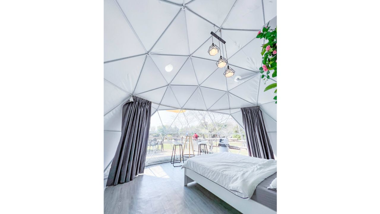 A view from inside Saiyuen's dome tent.