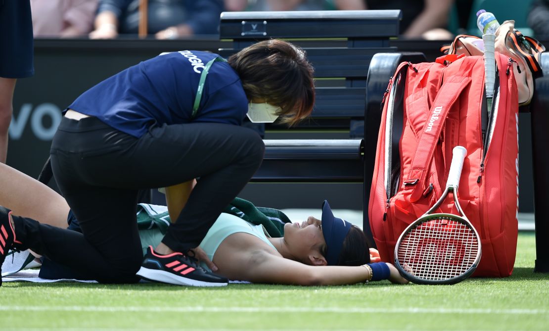 Raducanu received medical treatment during her match on June 7.