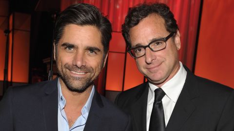 Actor John Stamos, left, seen here with Bob Saget at the Visionary Ball on October 6, 2011 in Beverly Hills, California, gathered with other friends of Saget shortly after his death for a memorial tribute that is now a Netflix special, out this week.