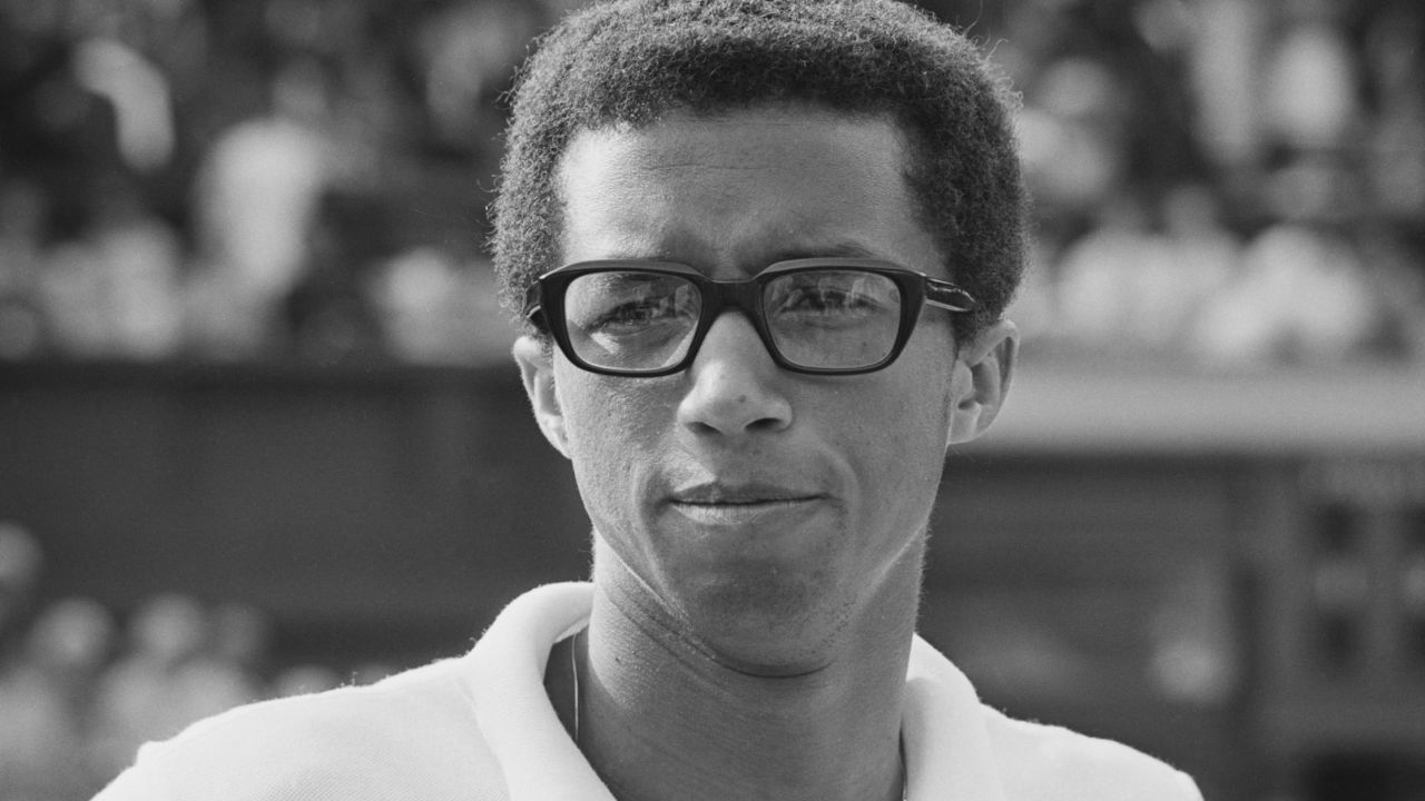 American tennis player Arthur Ashe during the semifinal match at Wimbledon in 1969. 