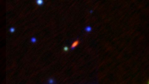 This image, captured by the Karl G. Jansky Very Large Array, shows the object FRB 190520 when it's active (in red).