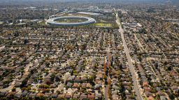 Houses stand near the Apple Inc. campus in this aerial photograph taken above Cupertino, California, U.S., on Wednesday, Oct. 23, 2019. 