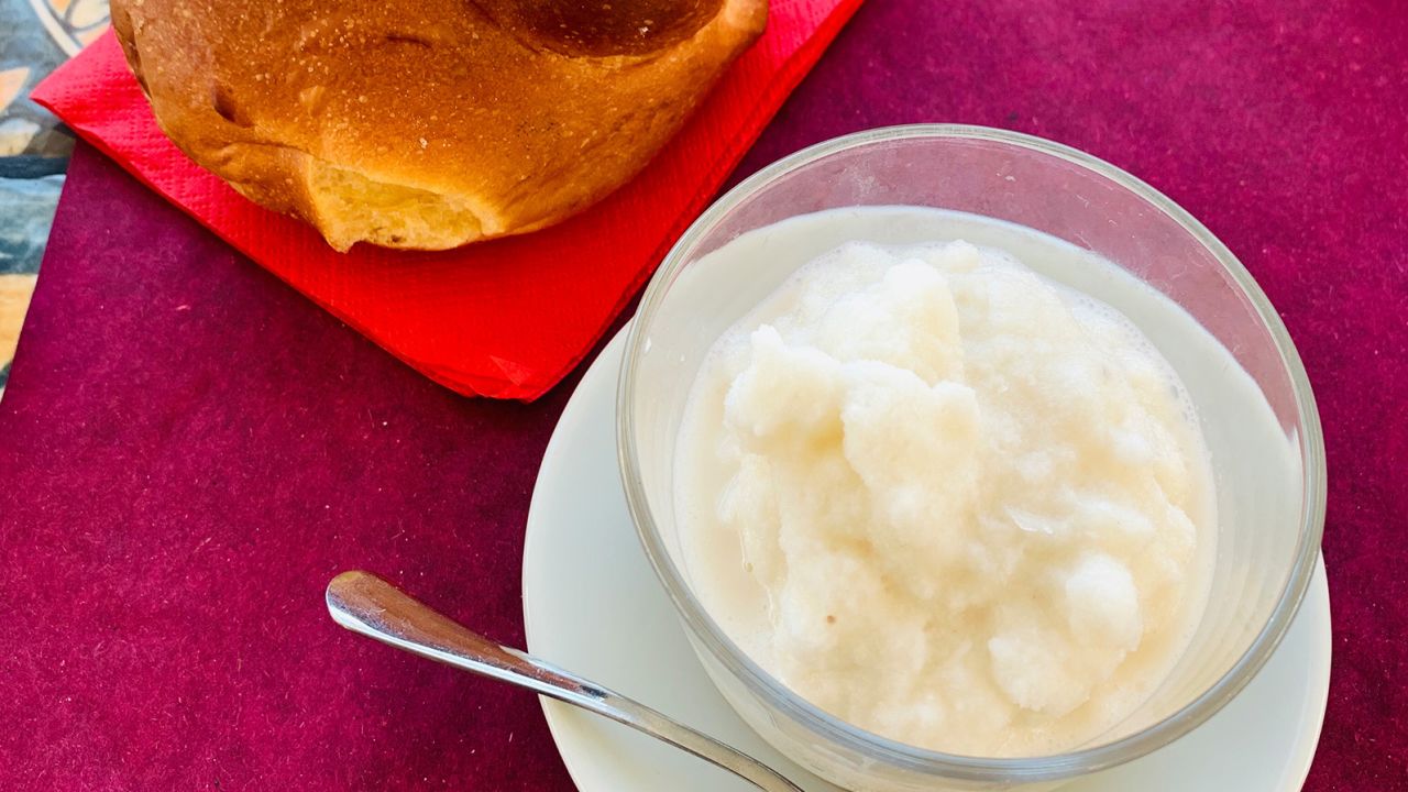 Sicilians eat granita with brioche for breakfast.