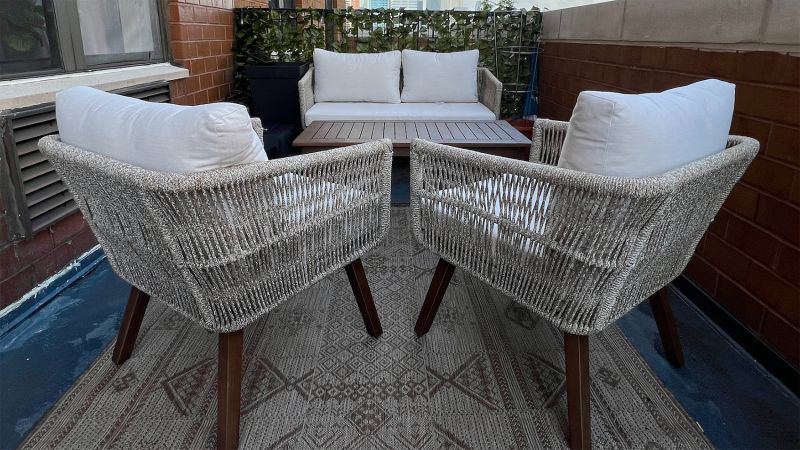 White wicker discount outdoor dining set