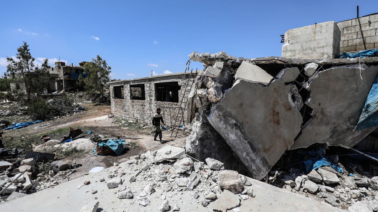 A view of damage at chicken farm after it was hit by a Syrian government airstrike within a de-escalation zone in Idlib, Syria, on May 12, 2022.