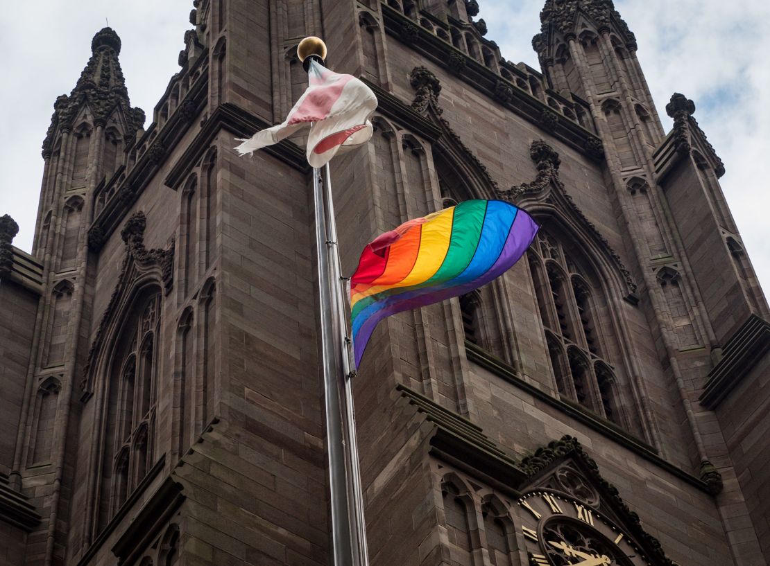A pride flag at St. Paul's Chapel in Manhattan.