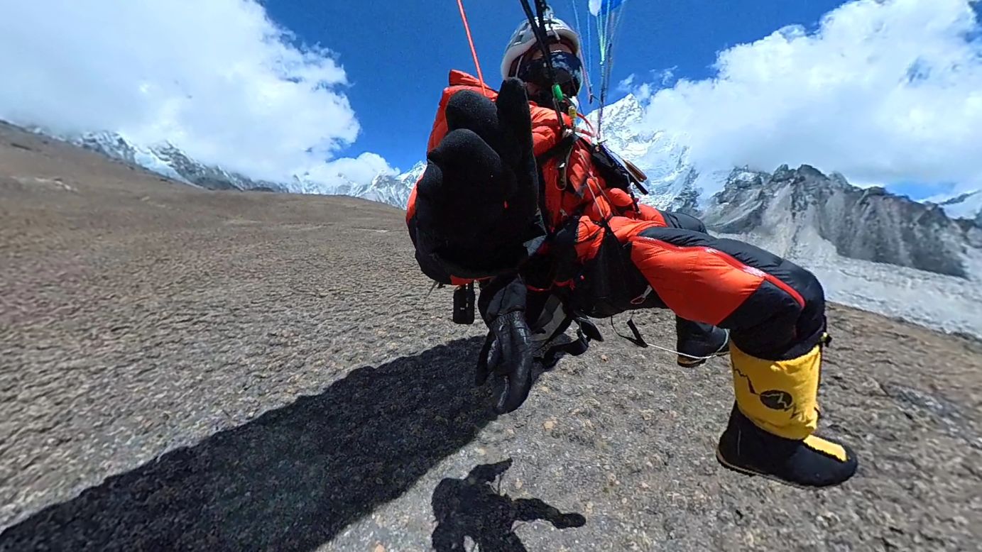 <strong>Gliding away:</strong> Carter believes that "climb and fly" packages could become the next big trend in Everest tourism.