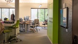 A workspace inside Building 21 at the Microsoft Campus in Redmond, Washington, on Thursday, March 3, 2022.