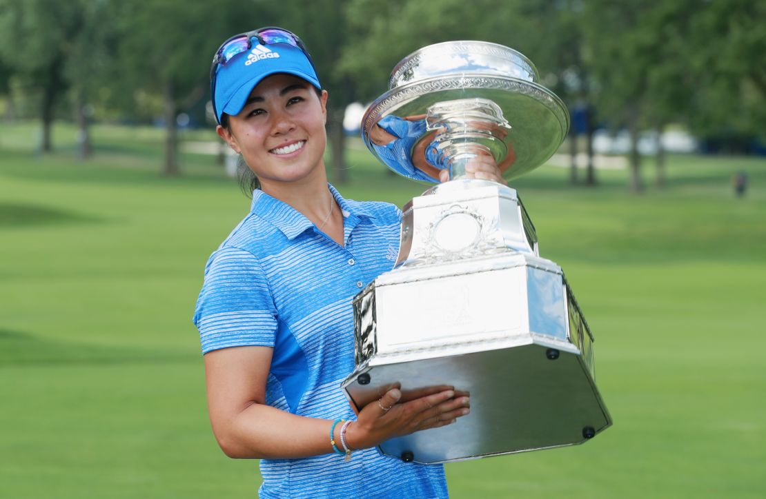  Kang poses with the trophy after winning the 2017 KPMG Women's PGA Championship.