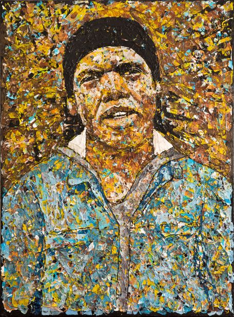 South African Mbongeni Buthelezi makes art using plastic waste. He wants his work to make a statement about the damage plastics cause to the environment. Pictured: "Self Portrait."
