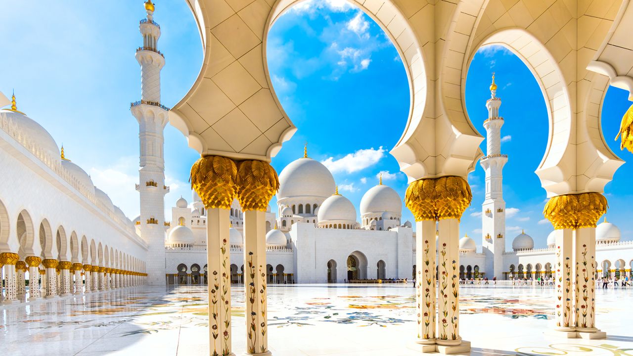 <strong>4. Sheikh Zayed Grand Mosque Center:</strong> This mosque in Abu Dhabi is one of the world's largest and boasts 82 white marble domes.