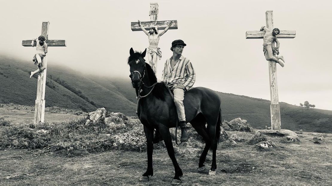 Louis Hall and his horse Sasha ride along the Pyrenean trail during an epic journey across Europe.