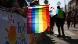 TAMPA, FL - MARCH 26: Revelers celebrate on 7th Avenue during the Tampa Pride Parade in the Ybor City neighborhood on March 26, 2022 in Tampa, Florida. The Tampa Pride was held in the wake of the passage of Florida's controversial "Don't Say Gay" Bill. (Photo by Octavio Jones/Getty Images)