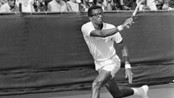 Ashe prepares to return a shot during the Davis Cup in Cleveland, Ohio on August 19, 1968.  (AP Photo/Julian C. Wilson)