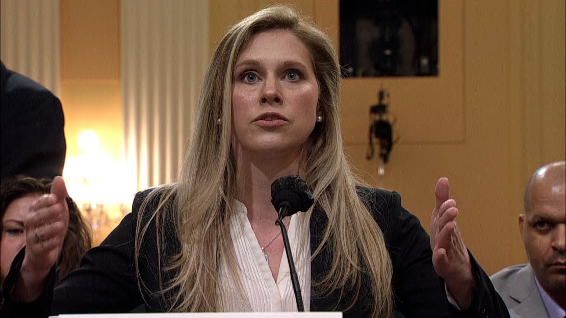 US Capitol Police Officer Caroline Edwards testifies at Thursday's hearing of the House select committee investigating the January 6 attack.