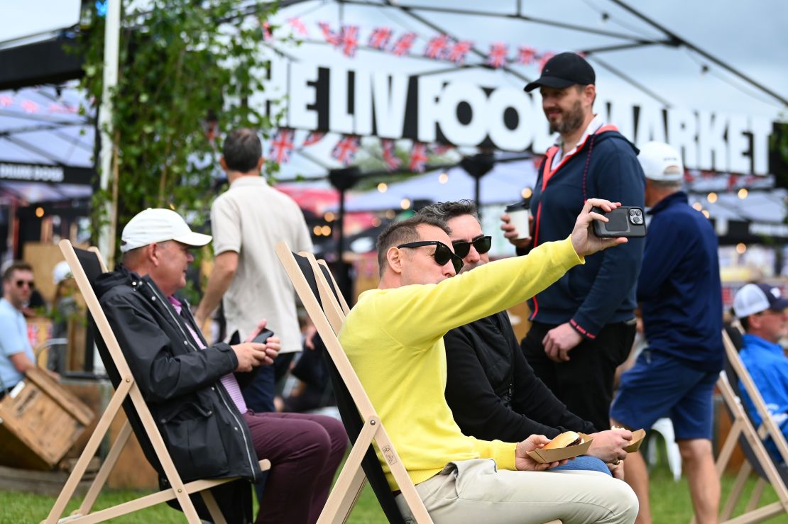 Fans enjoy the atmosphere during day one of the LIV Golf series at the Centurion Club.