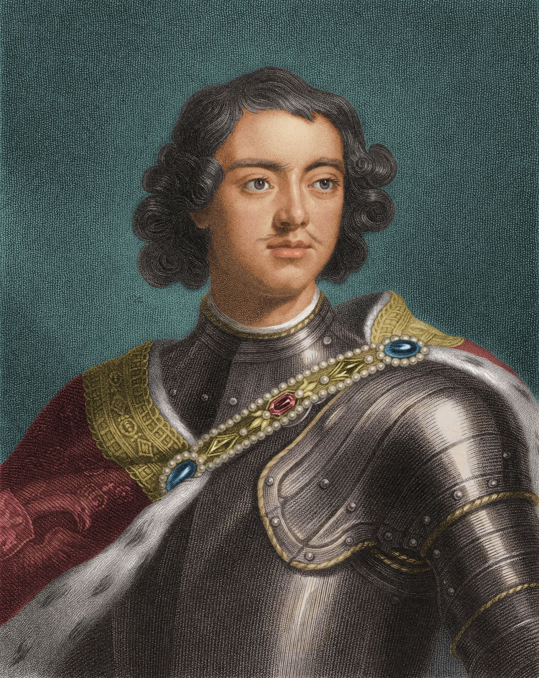 A portrait from circa 1700 shows Peter I, who ruled Russia as Peter the Great from 1682 until his death in 1725. 