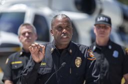 Los Angeles County Fire Chief Daryl L. Osby speaks to reporters.