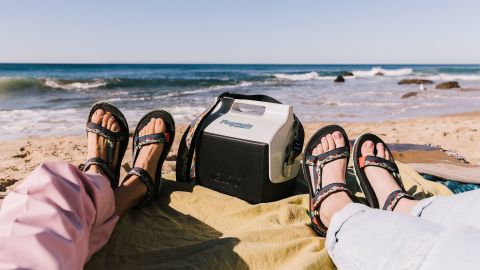 Igloo x Teva sandals and coolers