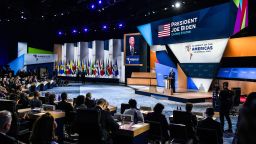 US President Joe Biden addresses a plenary session of the 9th Summit of the Americas in Los Angeles, California, June 9, 2022. 