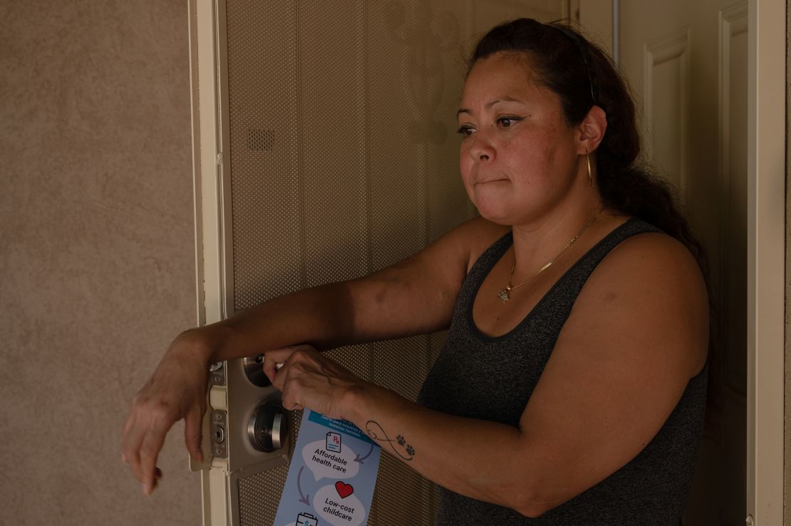 Isarra Gonzalez at her front door on June 1, 2022 in Las Vegas, Nevada.