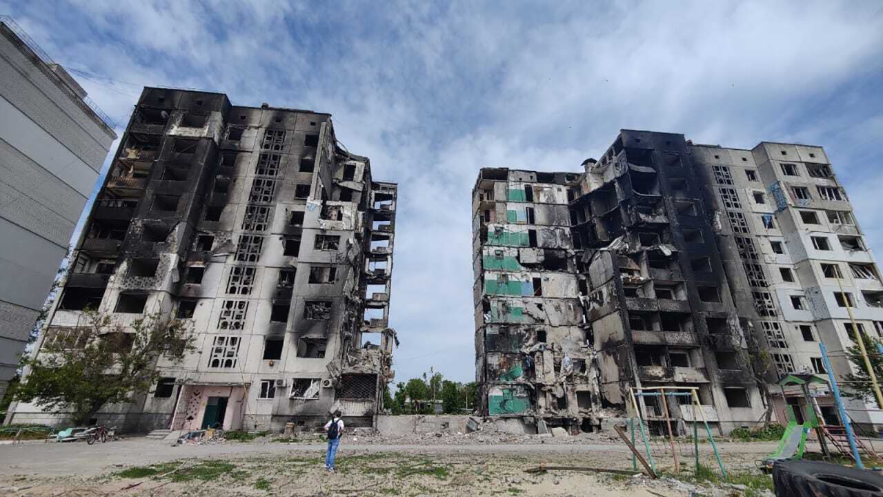 One of the destroyed buildings in Borodyanka that was scanned in 3D.