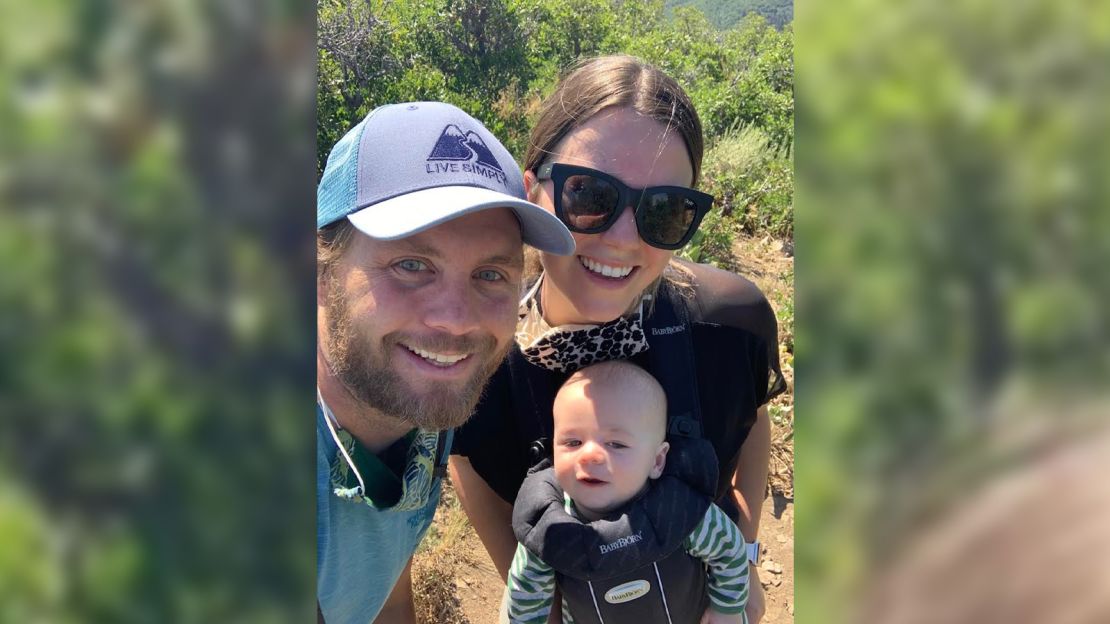 Gabriele Goulet (far right) and her husband (left) spend time outdoors with their son.