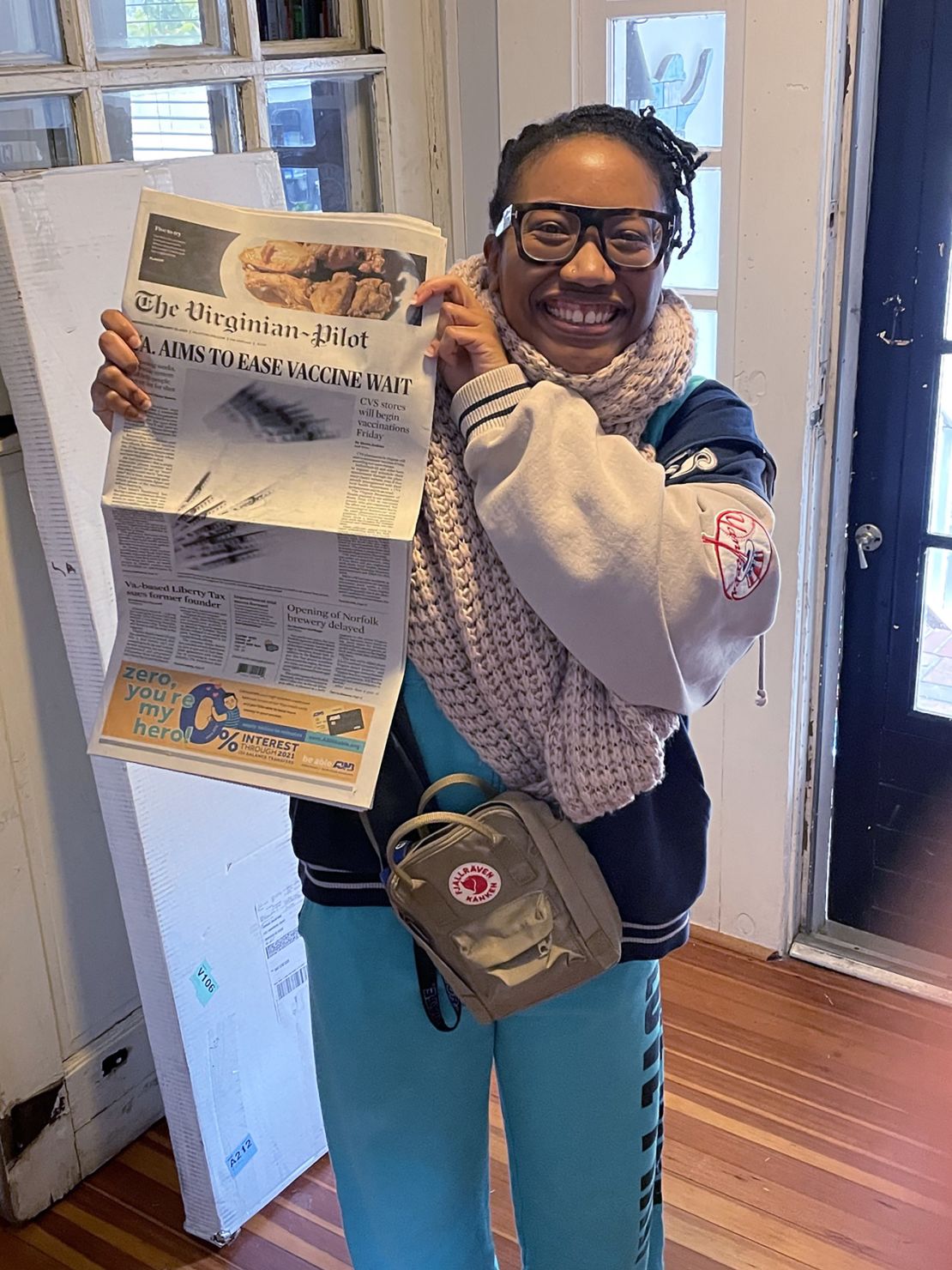 Sierra Jenkins sent CNN's Elizabeth Cohen a photo when her first front-page story ran.