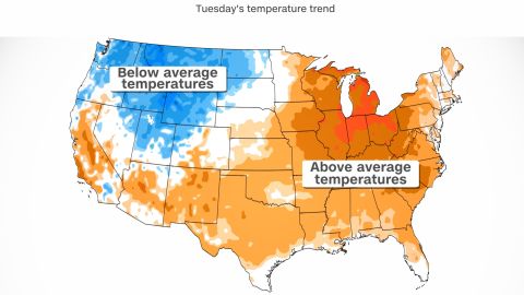 Well-above-normal temperatures will be in place across the Midwest by Tuesday as a dome of heat shifts north and east throughout the week.