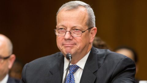 Retired Marine Gen. John Allen testifies during a Senate Foreign Relations Committee hearing on Capitol Hill in Washington, DC, on October 28, 2015.