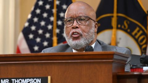 Democratic Rep. Bennie Thompson, the chairman of the House committee investigating the Capitol riot speaks during a House select committee hearing last month.