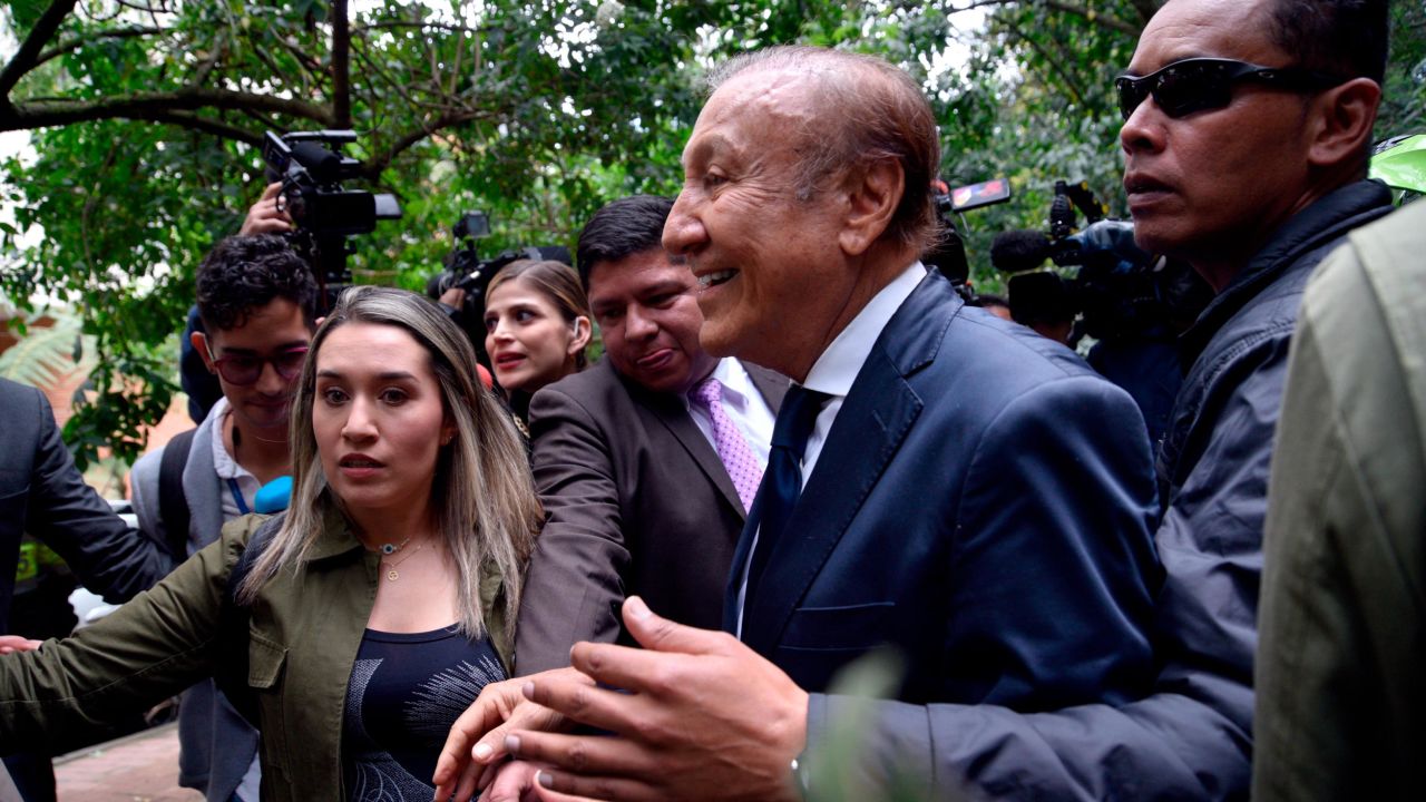 Hernandez is escorted by a security detail ahead of the runoff vote in Bogota, Colombia, in early June.