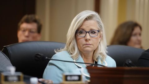 Rep. Liz Cheney looks on during a hearing of the Select Committee to Investigate the January 6th attack on the US Capitol in Washington, DC, on June 13, 2022.