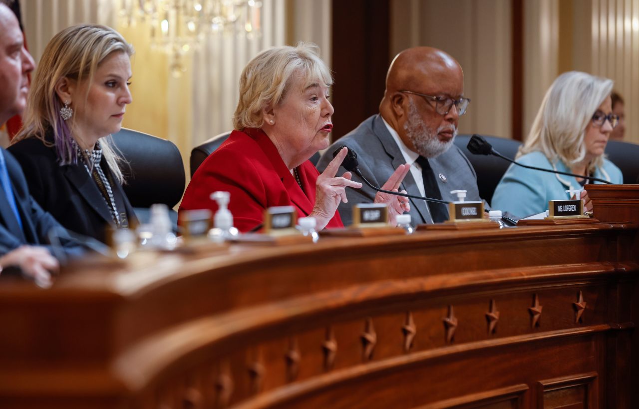 Lofgren delivers remarks during the committee's hearing on June 13.