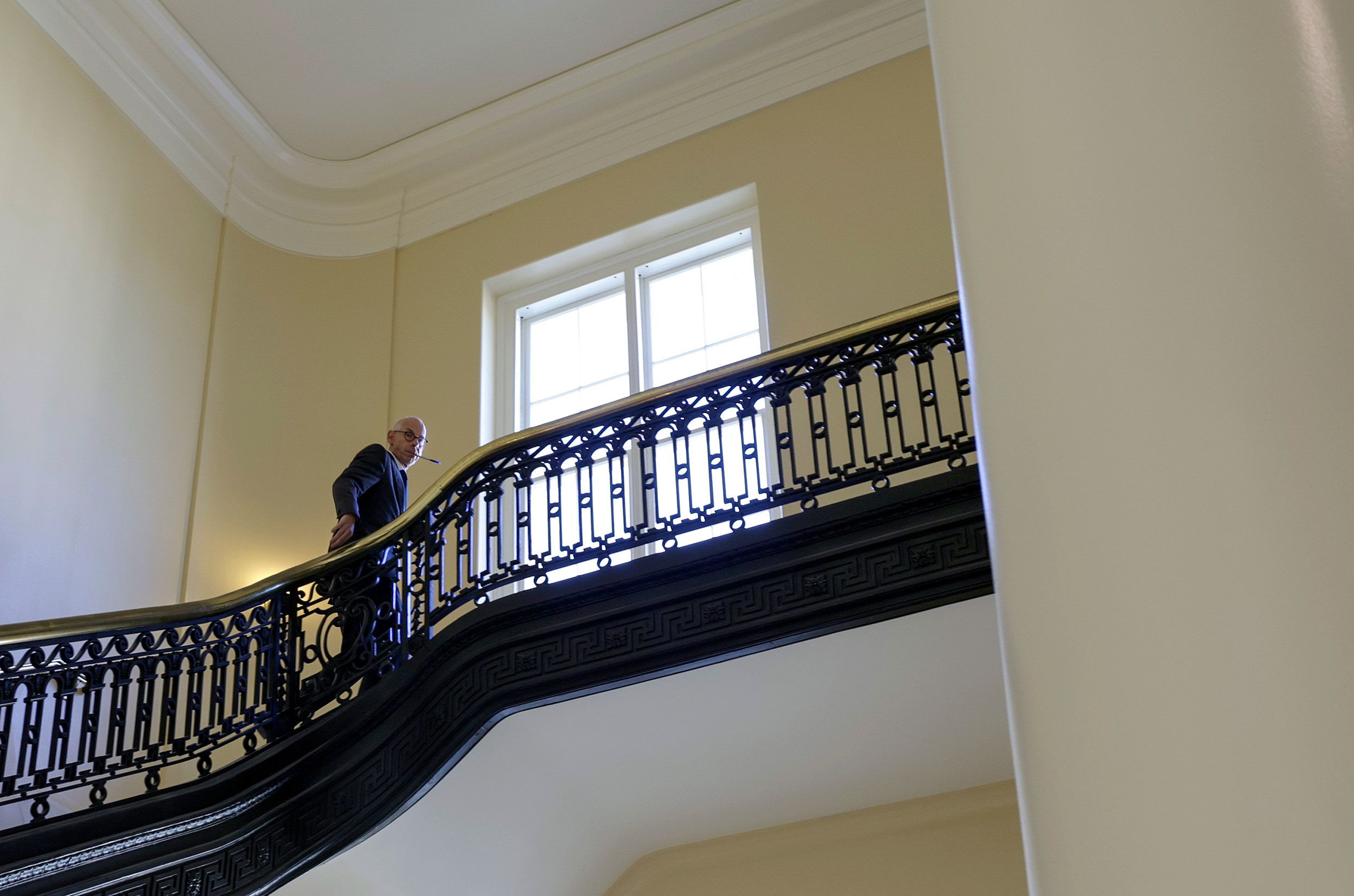 James Goldstone, former president of ABC News and adviser to the January 6 committee, walks in a hallway before the hearing on June 13.