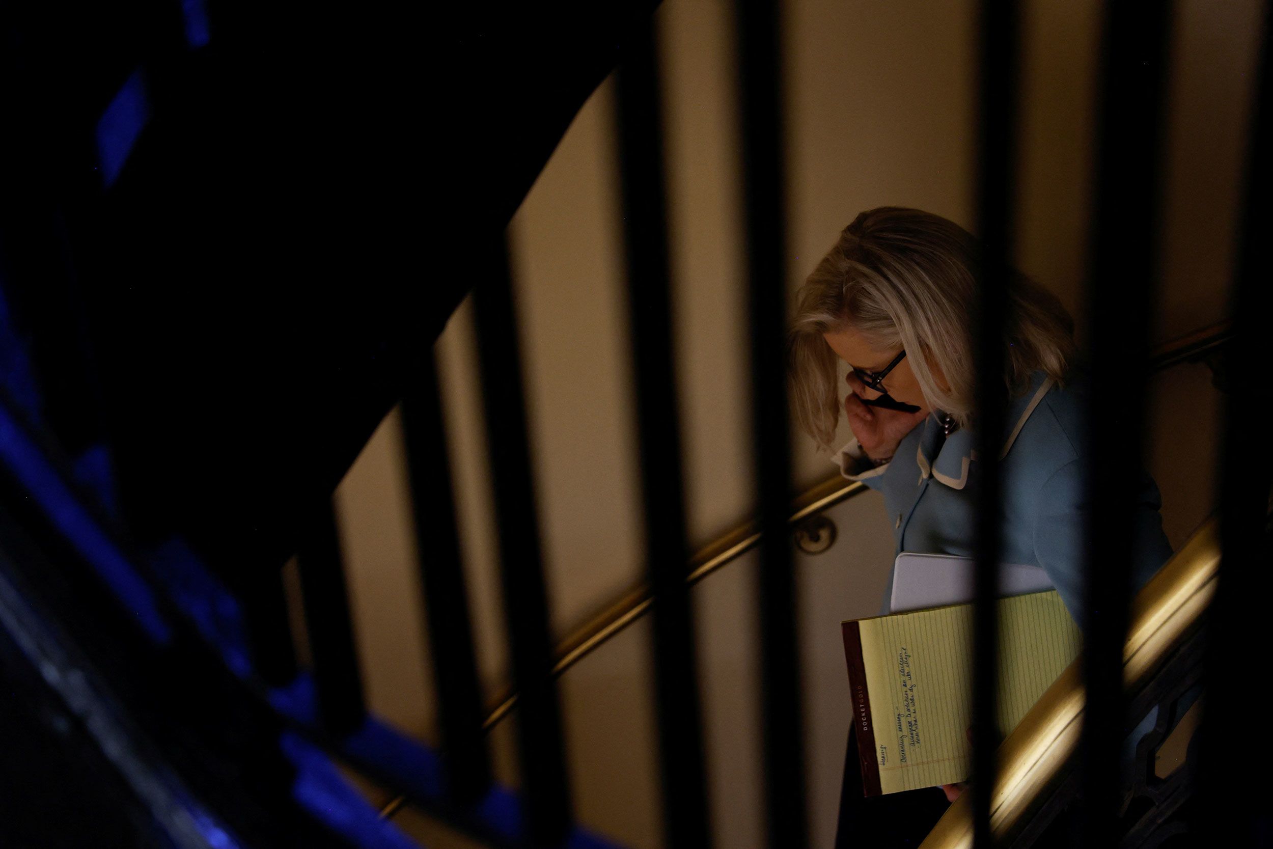 Cheney talks on the phone at the Capitol on June 13.